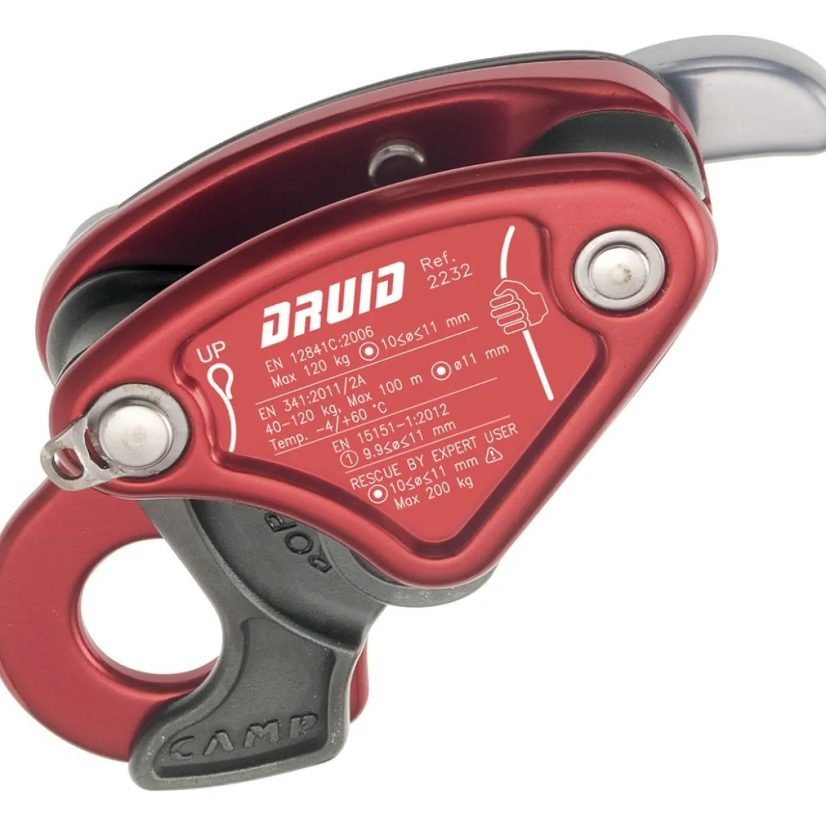 CAMP Safety Druid self-braking descender with anti-panic function for work at height Red Hot