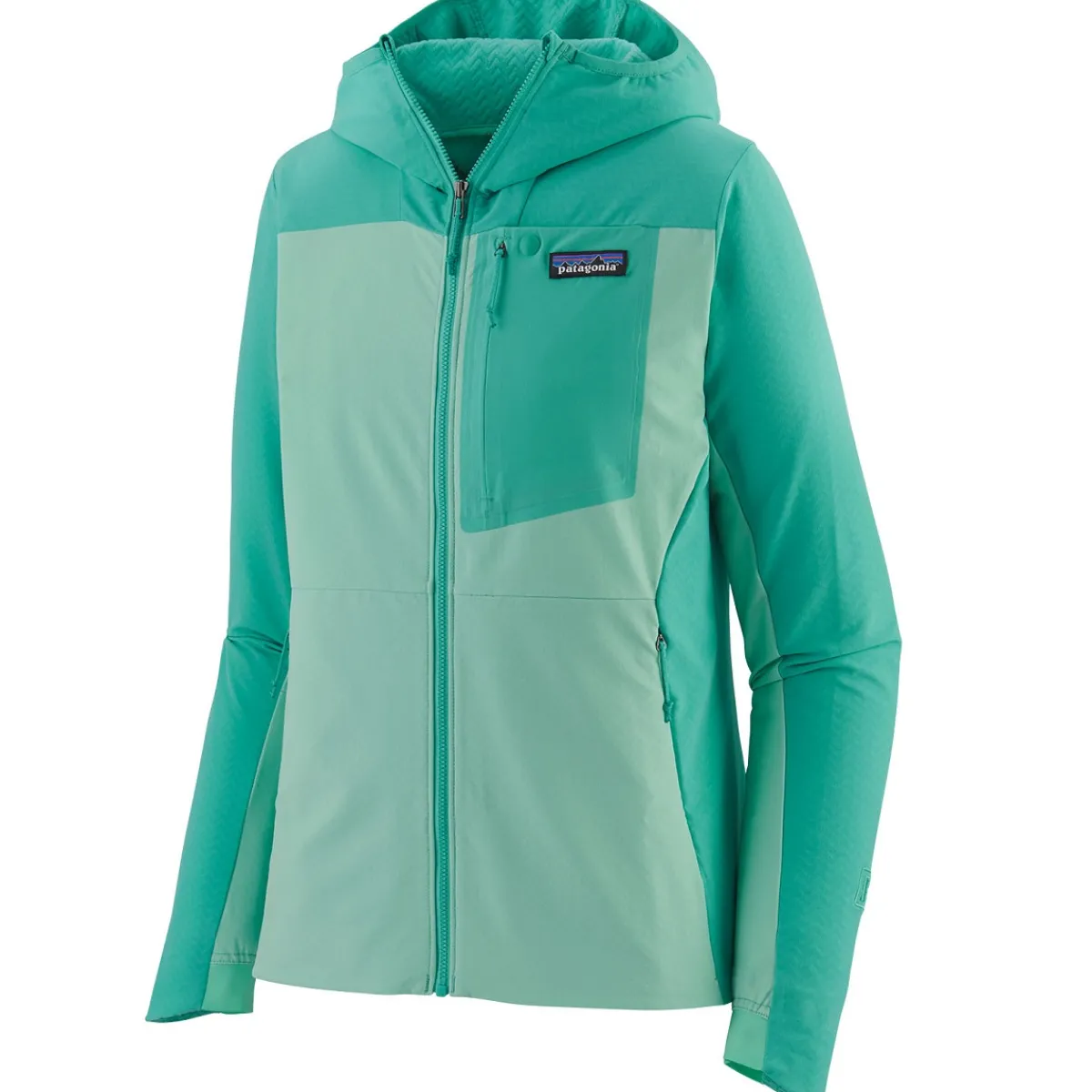Patagonia W's R1 CrossStrata Hoody Women's technical polar fleece Early Teal Outlet